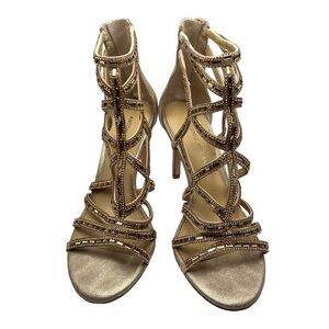 Antonio Melani Golden Strappy Gladiator Ankle Heels in Size 7 Wedding Prom Party